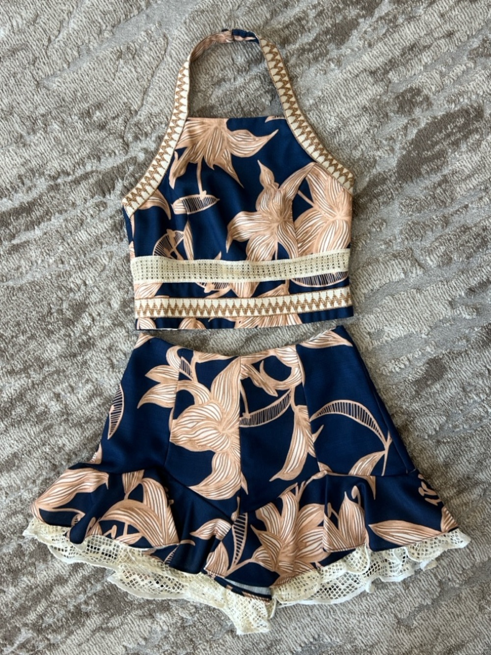 PatBO Stargazer Navy Floral Halter Top